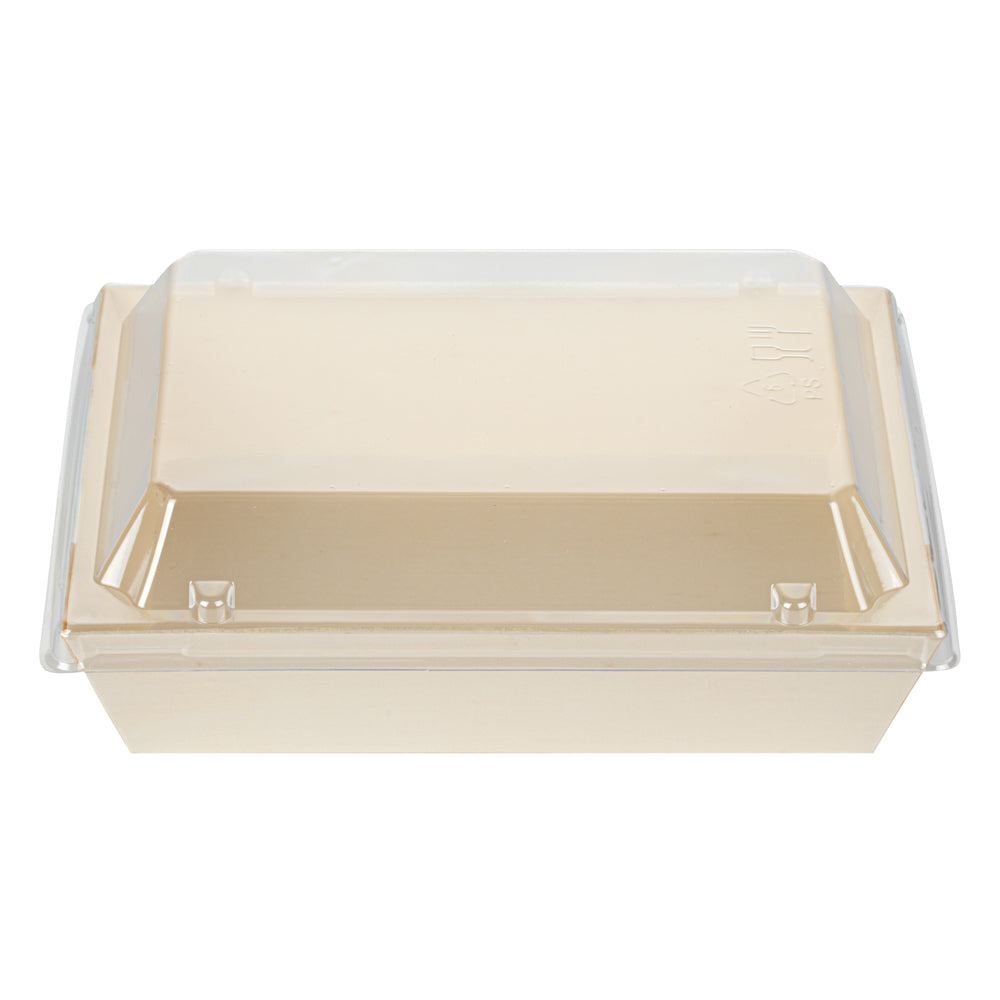 Taipei Clear Plastic Lid - Fits Rectangle Poplar Short Flare Container - 100 count box