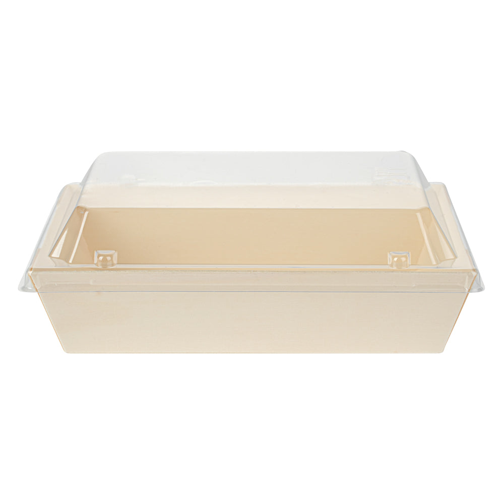 Taipei Clear Plastic Lid - Fits Rectangle Poplar Short Flare Container - 100 count box