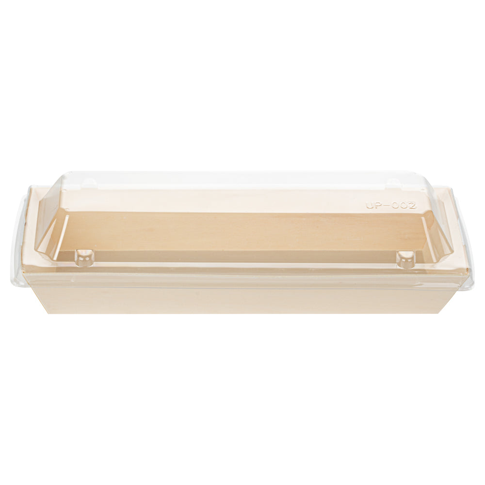Taipei Clear Plastic Lid - Fits Rectangle Poplar Long Flare Container - 100 count box