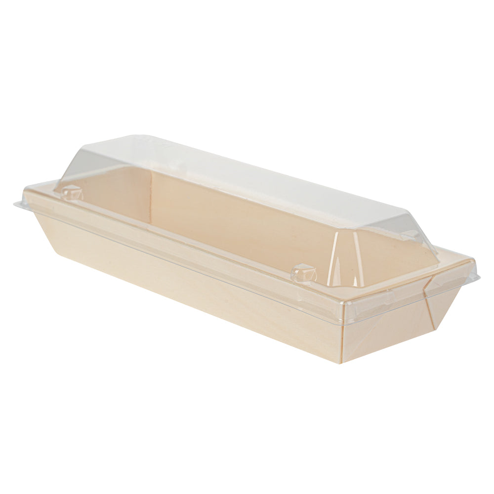 Taipei Clear Plastic Lid - Fits Rectangle Poplar Long Flare Container - 100 count box