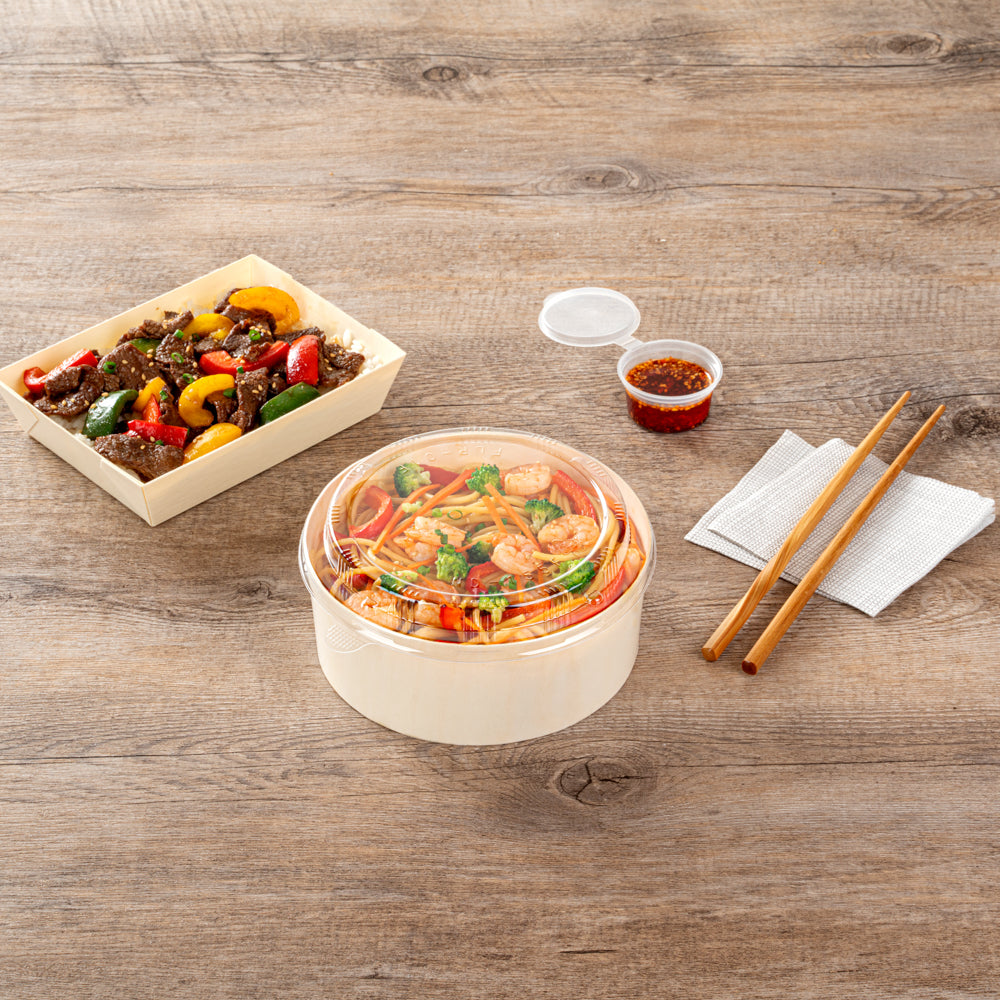 Taipei Clear Plastic Lid - Fits Round Poplar Small and Deep Containers - 100 count box
