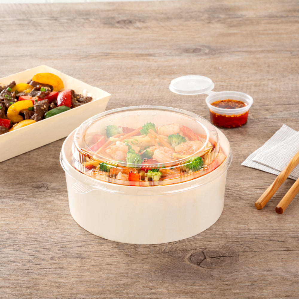 Taipei Clear Plastic Lid - Fits Round Poplar Small and Deep Containers - 100 count box