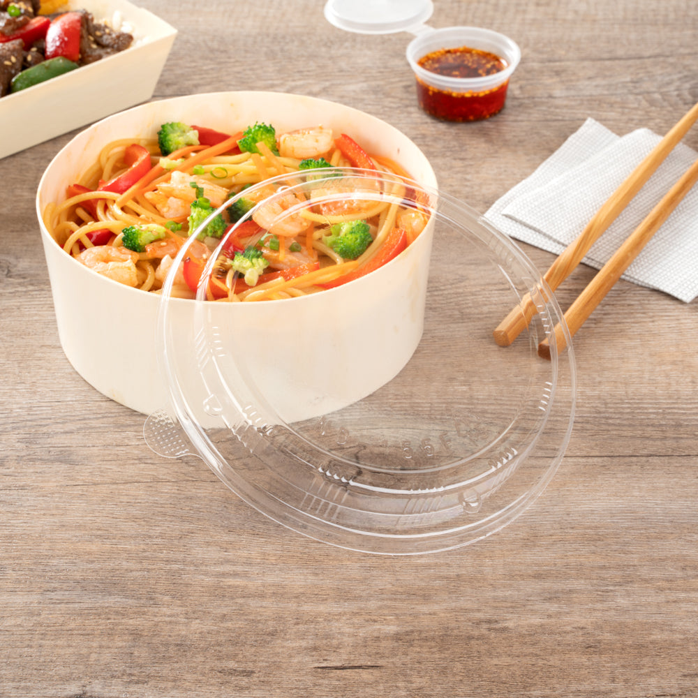 Taipei Clear Plastic Lid - Fits Round Poplar Small and Deep Containers - 100 count box