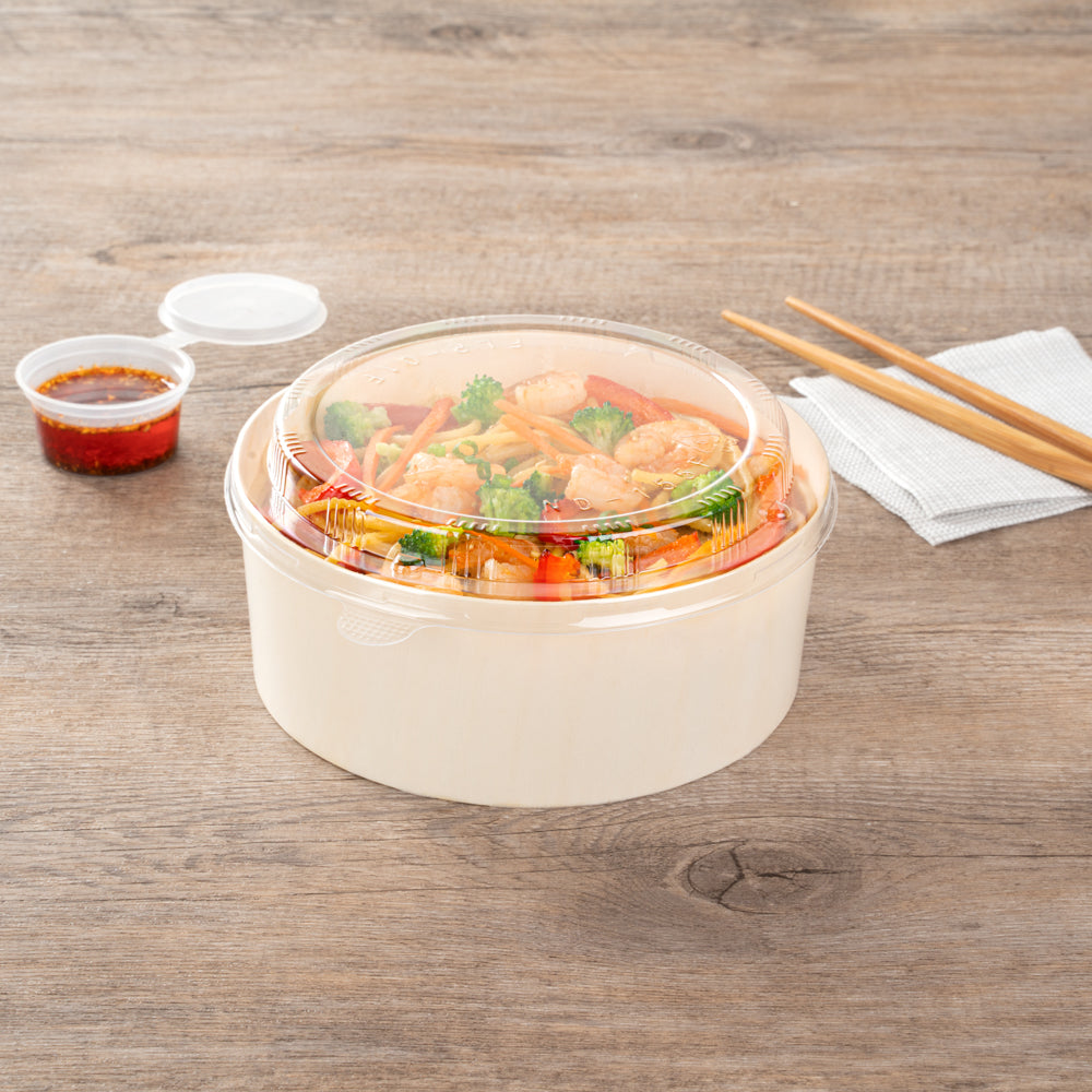 Taipei Clear Plastic Lid - Fits Round Poplar Small and Deep Containers - 100 count box