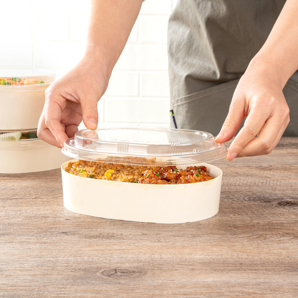 Taipei Clear Plastic Lid - Fits Oval Poplar Container - 100 count box