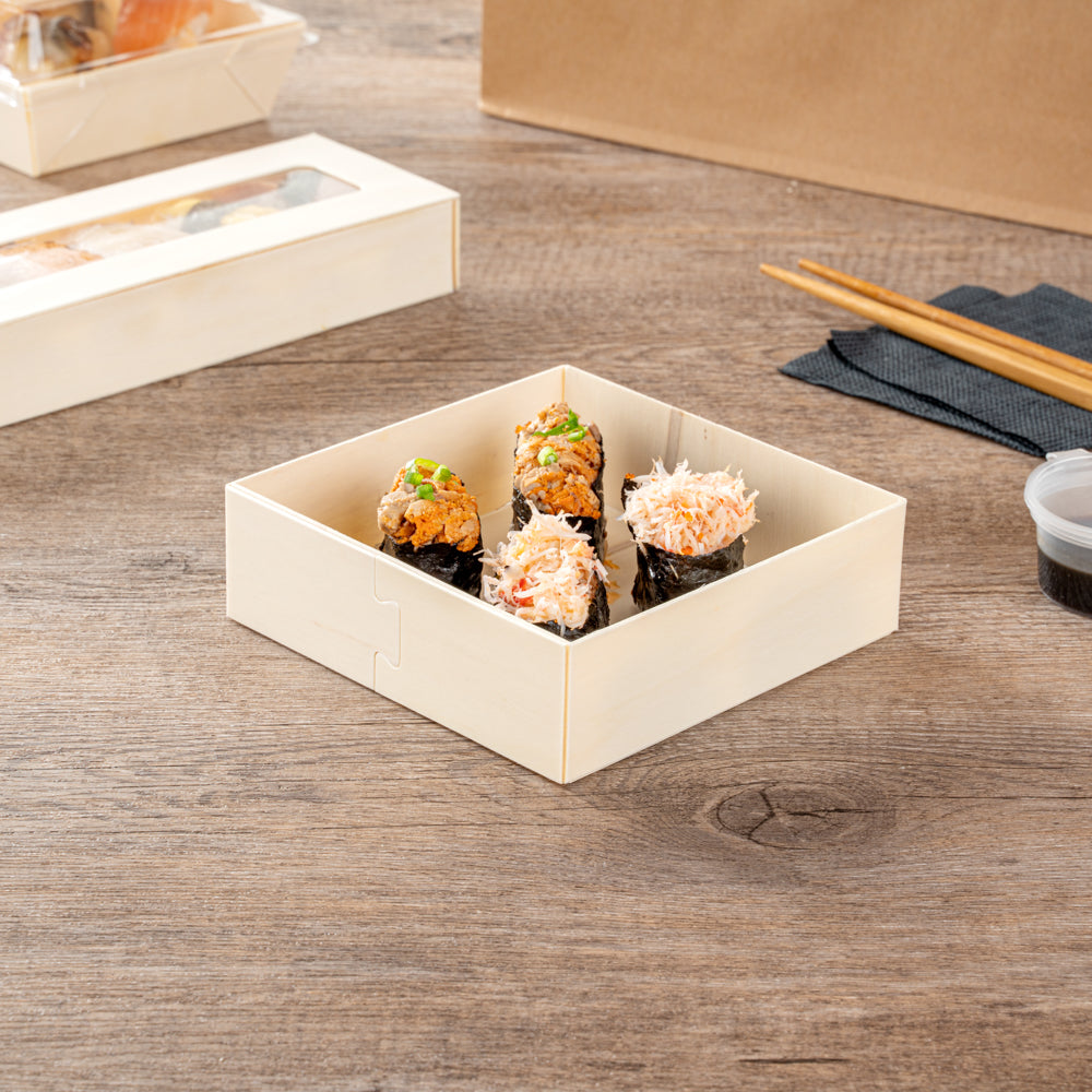 Taipei 17 oz Square Poplar Straight Container - 4 3/4" x 5" x 1 1/2" - 100 count box