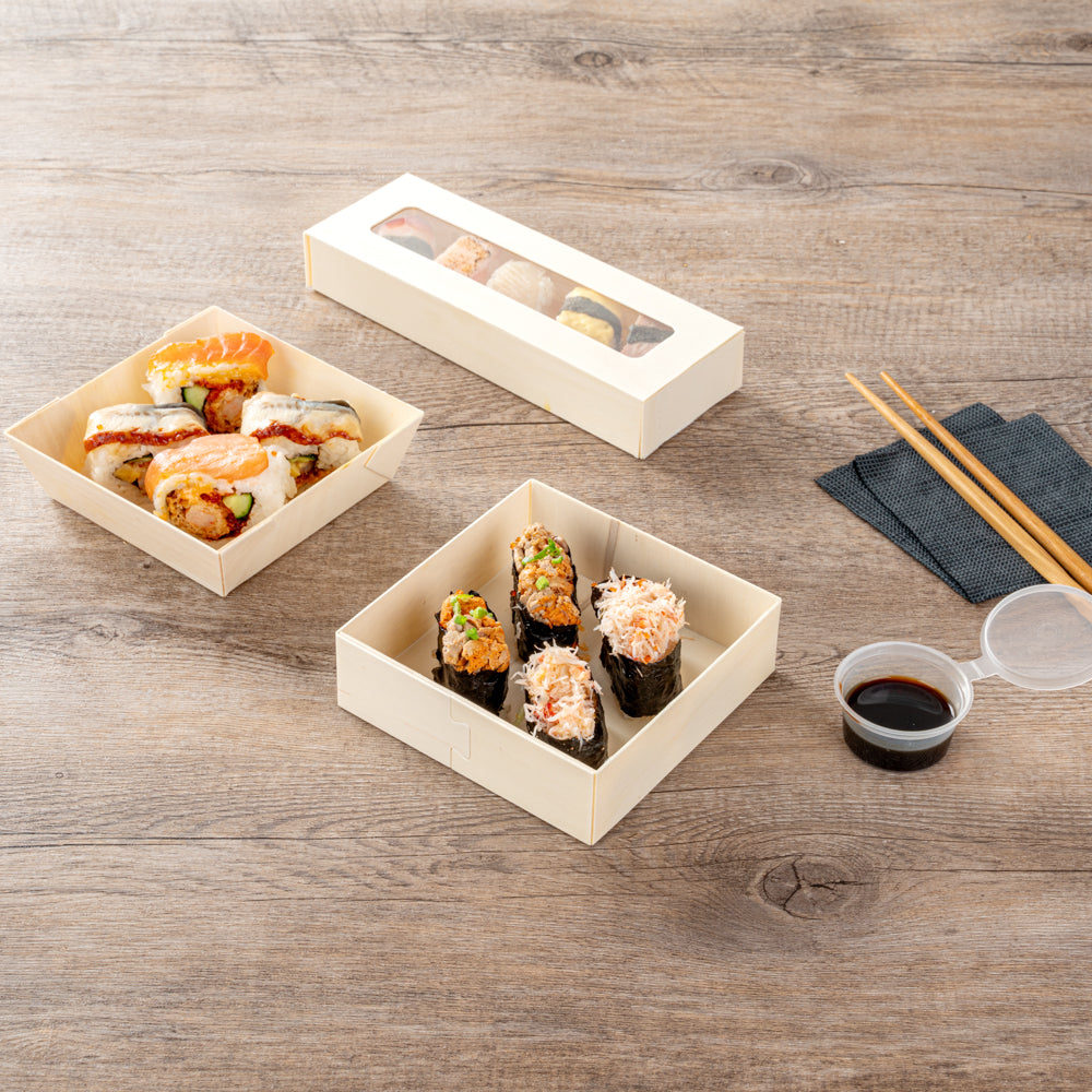 Taipei 17 oz Square Poplar Straight Container - 4 3/4" x 5" x 1 1/2" - 100 count box