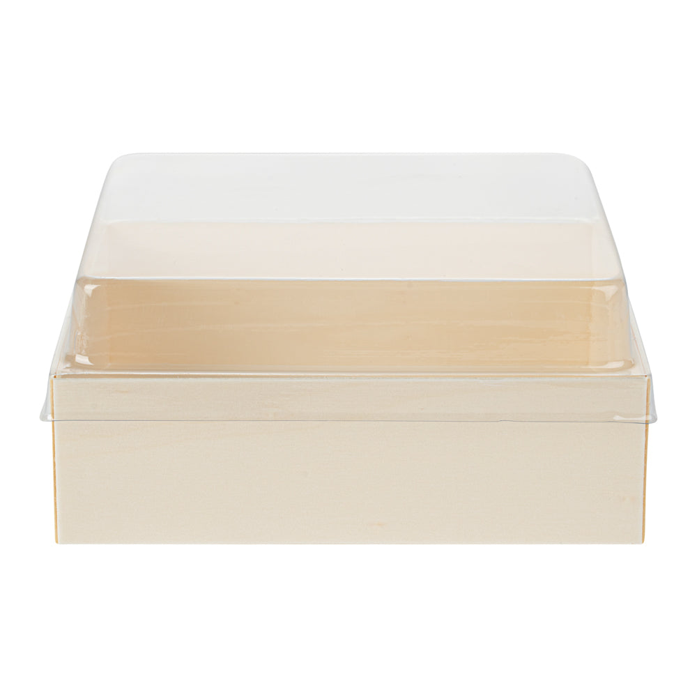 Taipei Clear Plastic Lid - Fits Square Poplar Straight Container - 100 count box