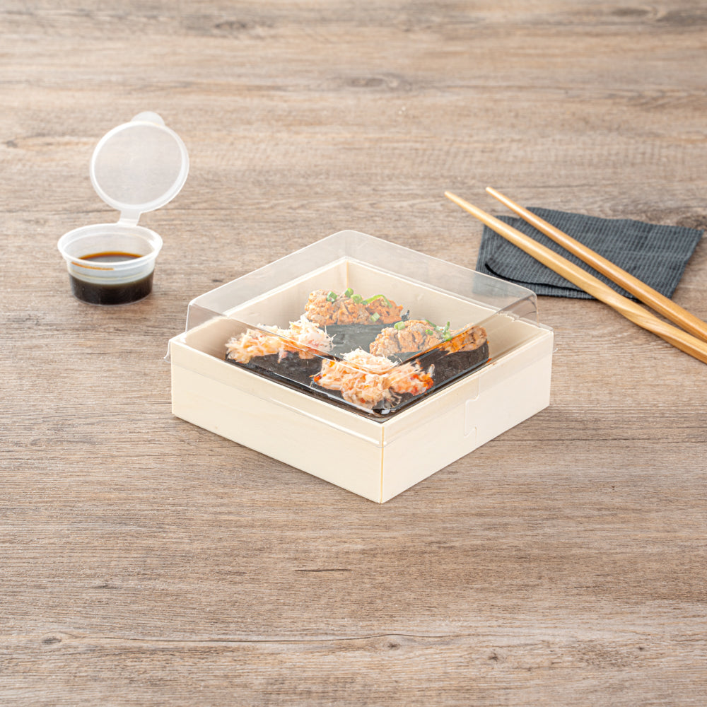 Taipei Clear Plastic Lid - Fits Square Poplar Straight Container - 100 count box