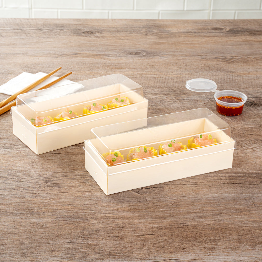 Taipei Clear Plastic Lid - Fits Rectangle Poplar Long Straight Container - 100 count box
