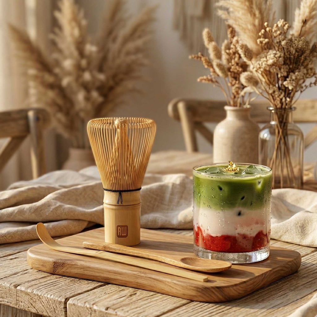 Dojo Natural Bamboo Matcha Tea Set - 3-Piece - 2 3/4" x 2 1/2" x 6 3/4" - 1 count box