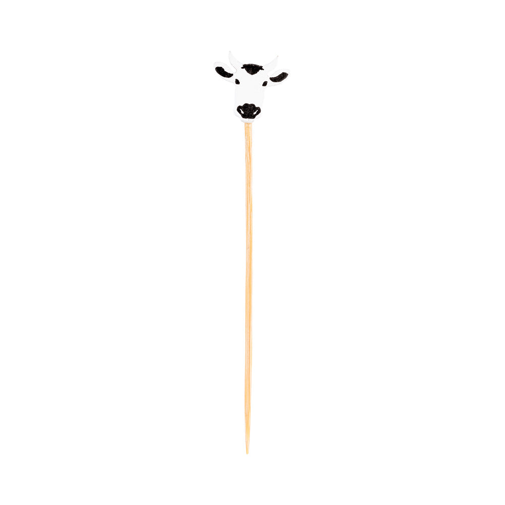 Pixy White Bamboo Happy Cow Pick - 4" x 3/4" - 1000 count box
