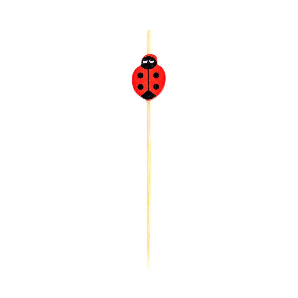 Pixy Red Bamboo Ladybug Pick - 4" x 3/4" - 1000 count box