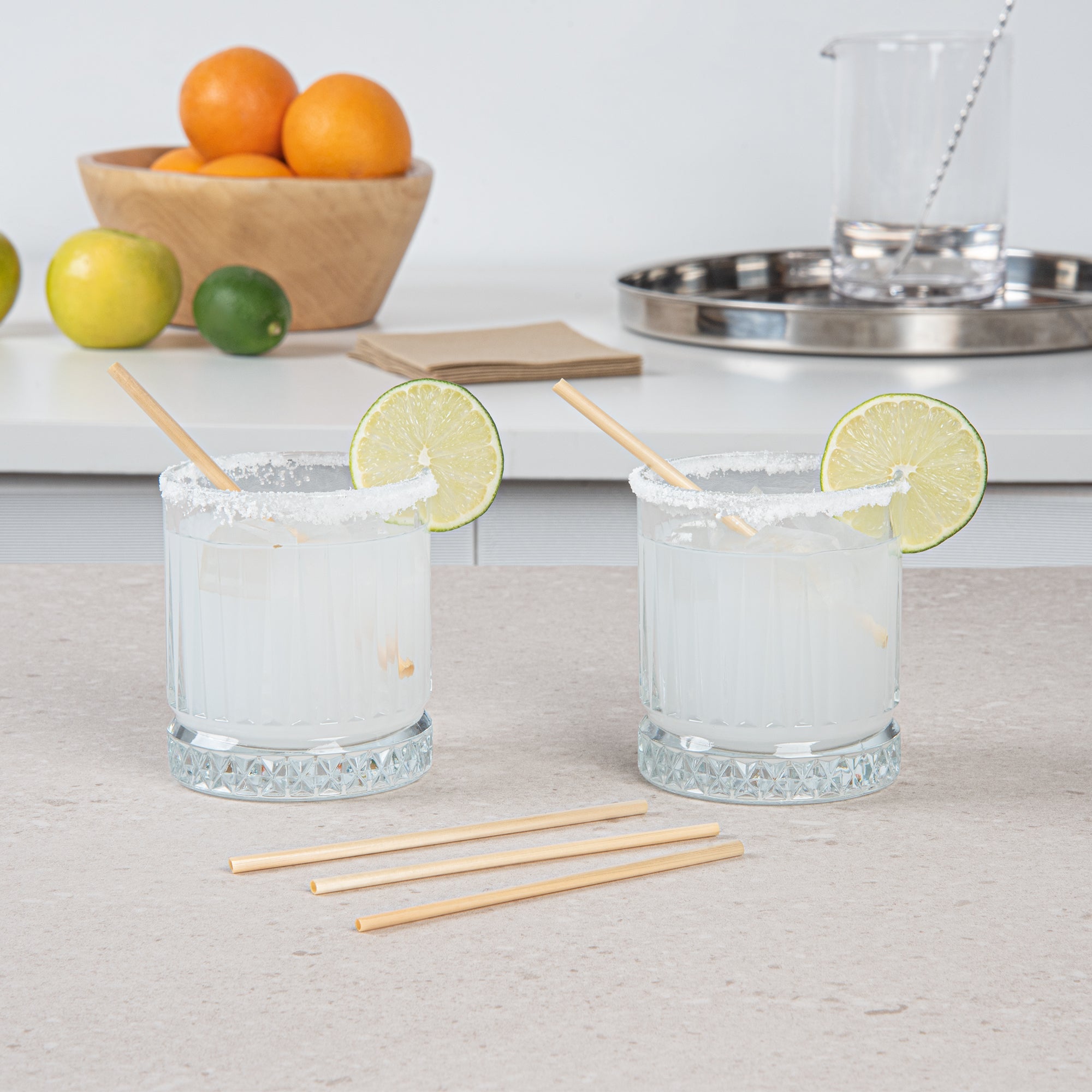 Bev Tek Natural Hay Cocktail Straw - Biodegradable - 5" - 100 count box