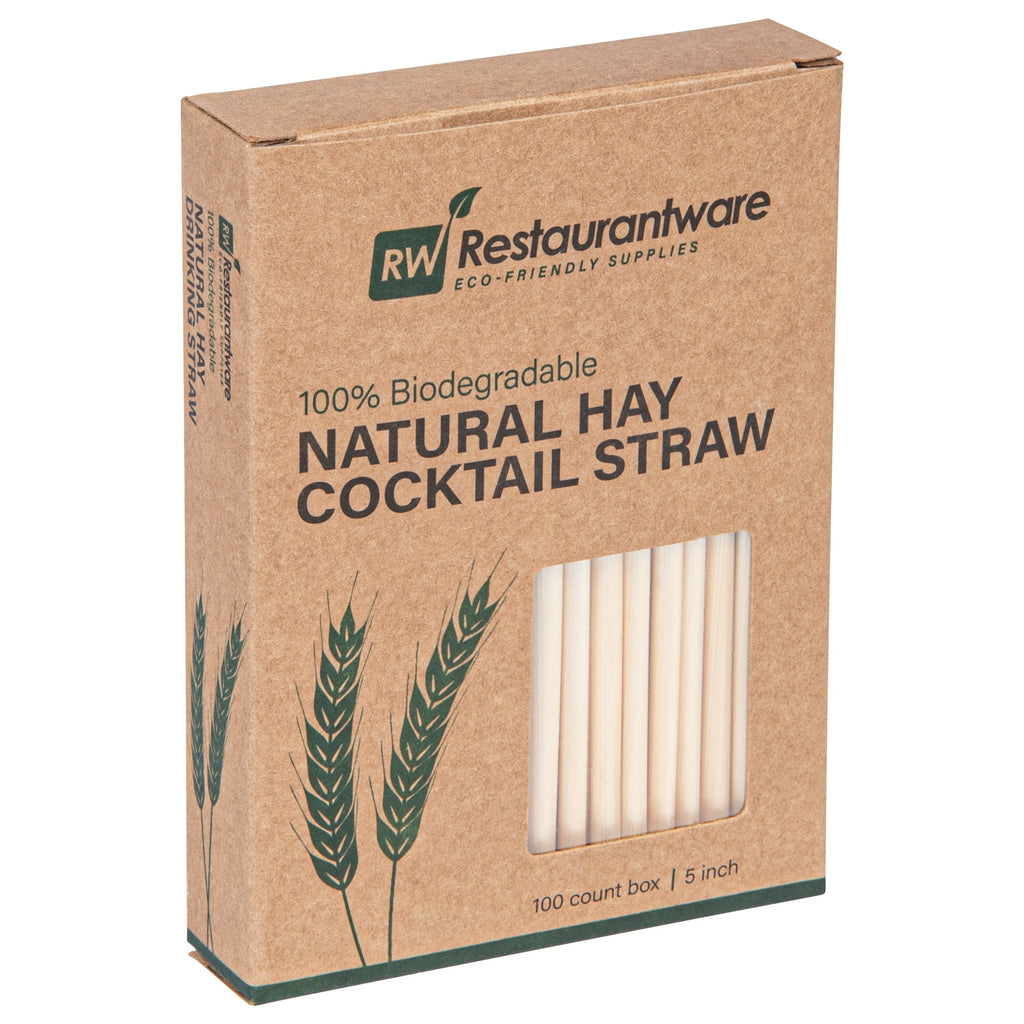 Bev Tek Natural Hay Cocktail Straw - Biodegradable - 5" - 1000 count box