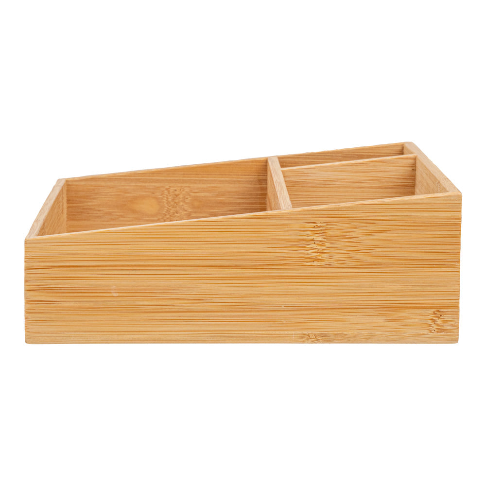 Restpresso Square Natural Bamboo Packet Organizer - 8 1/4" x 8 1/4" x 2" - 1 count box