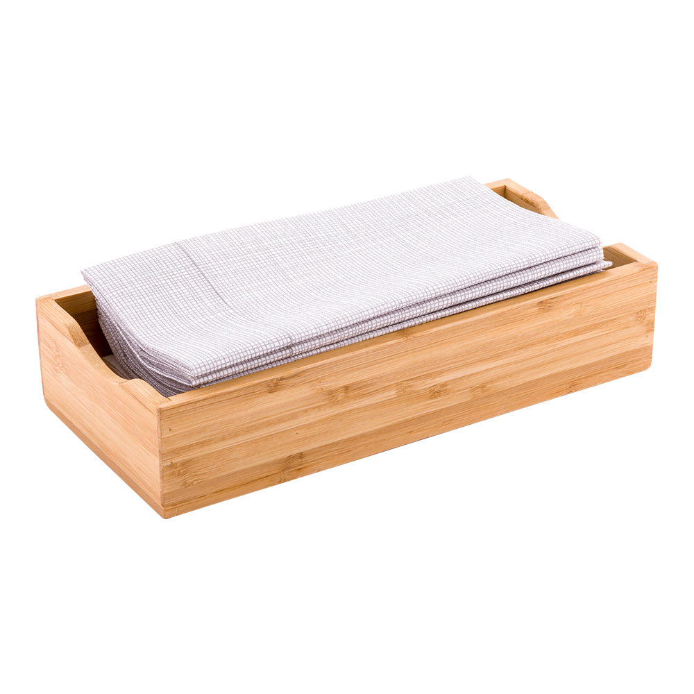 Nature Tek Rectangle Natural Bamboo Napkin Holder - 9 1/2" x 4 1/4" x 2" - 1 count box