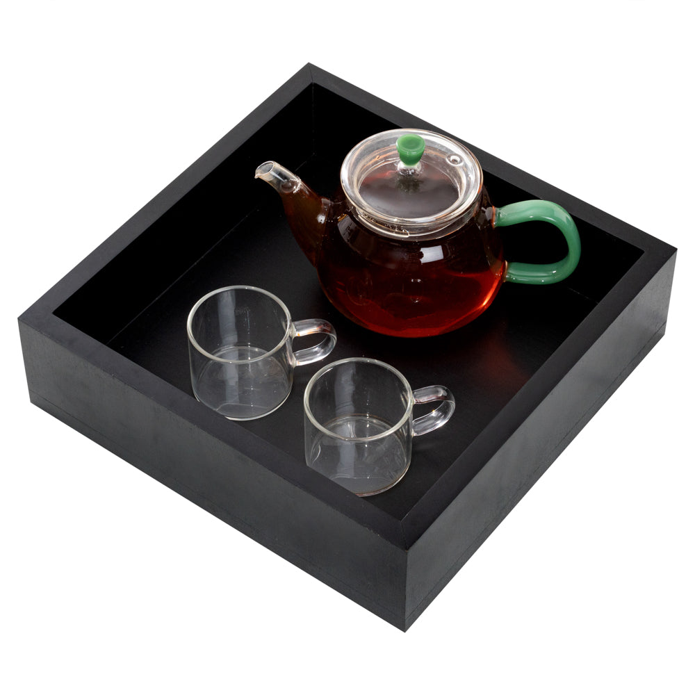 Nature Tek Square Black Bamboo Small Tray - 10" x 10" x 2 3/4" - 1 count box