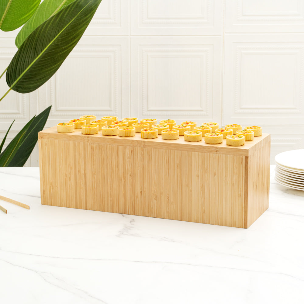 Cater Tek Rectangle Natural Bamboo Medium Riser - 20 1/2" x 7" x 7" - 1 count box