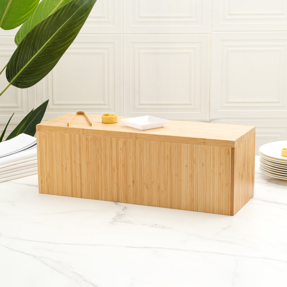 Cater Tek Rectangle Natural Bamboo Medium Riser - 20 1/2" x 7" x 7" - 1 count box