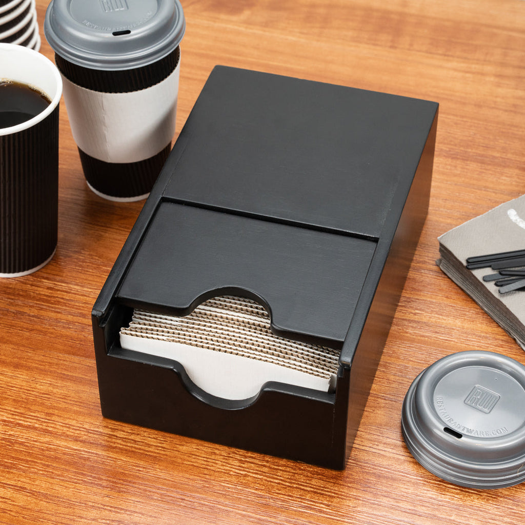 Restpresso Black Bamboo Coffee Cup Sleeve Holder - 9 1/2'' x 6'' x 3.75'' - 1 count box