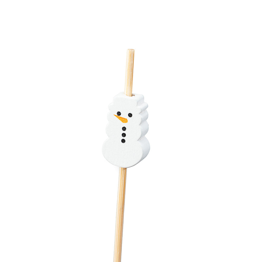 Pixy White Bamboo Snowman Pick - 3 1/2" - 100 count box