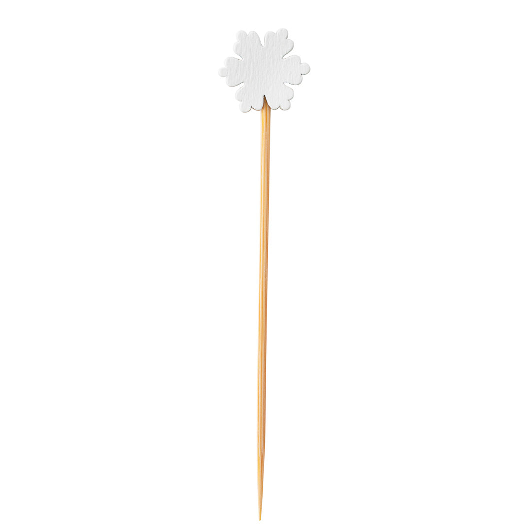 Pixy White Bamboo Snowflake Pick - 3 1/2" - 1000 count box