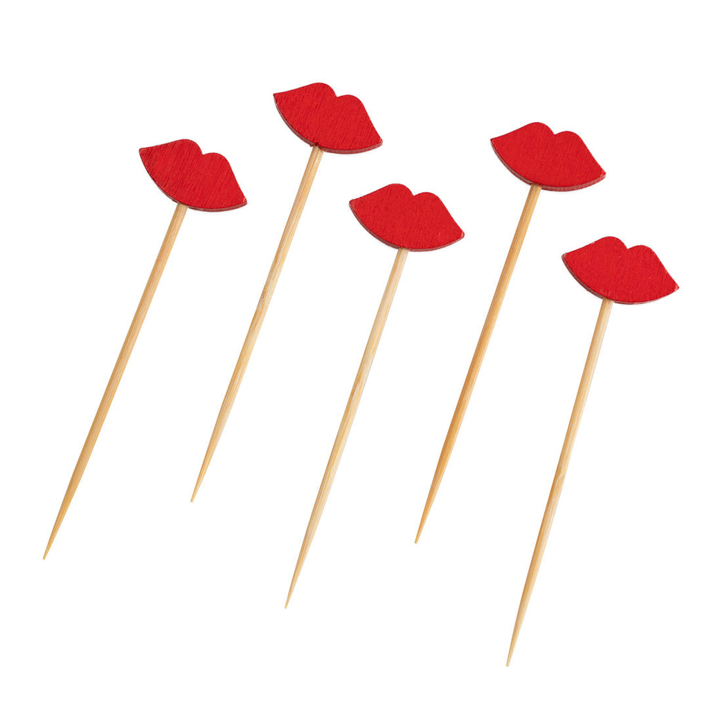 Pixy Red Bamboo Sexy Lips Pick - 2 3/4" - 1000 count box