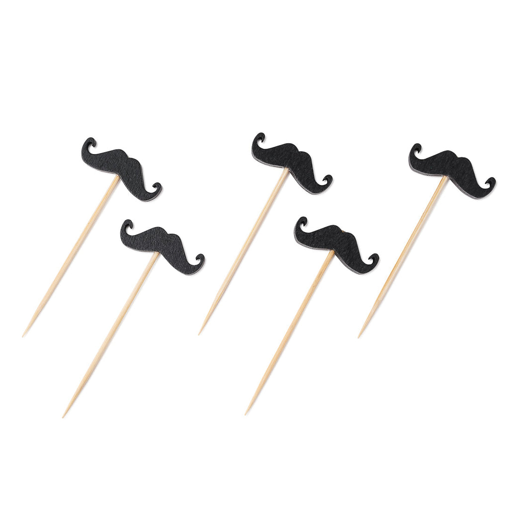 Pixy Black Bamboo Moustache Pick - 2 3/4" - 1000 count box