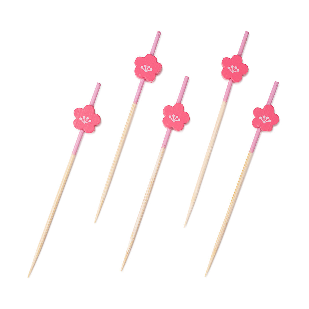 Pixy Pink Bamboo Flower Pick - 3 1/2" - 1000 count box