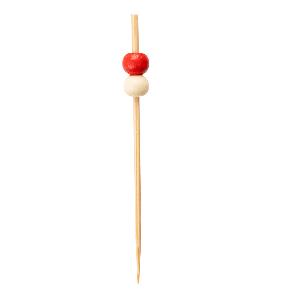 Pixy Red and White Bamboo Beaded Pick - 2 3/4" - 1000 count box