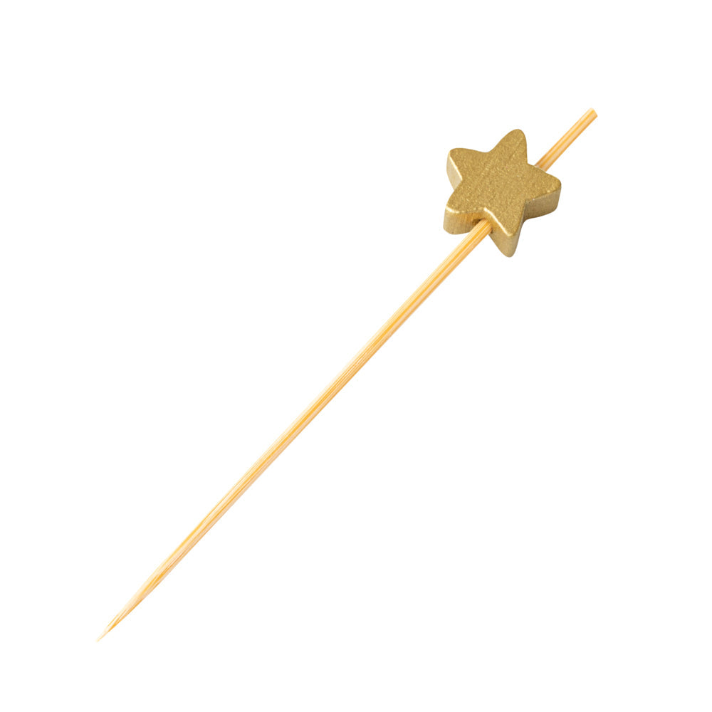 Pixy Gold Bamboo Star Pick - 3 1/2" - 100 count box