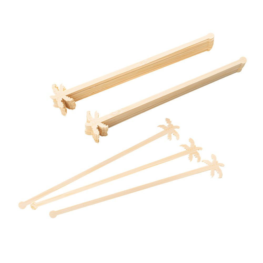 Restpresso Natural Bamboo Palm Tree Stirrer - 7" - 100 count box