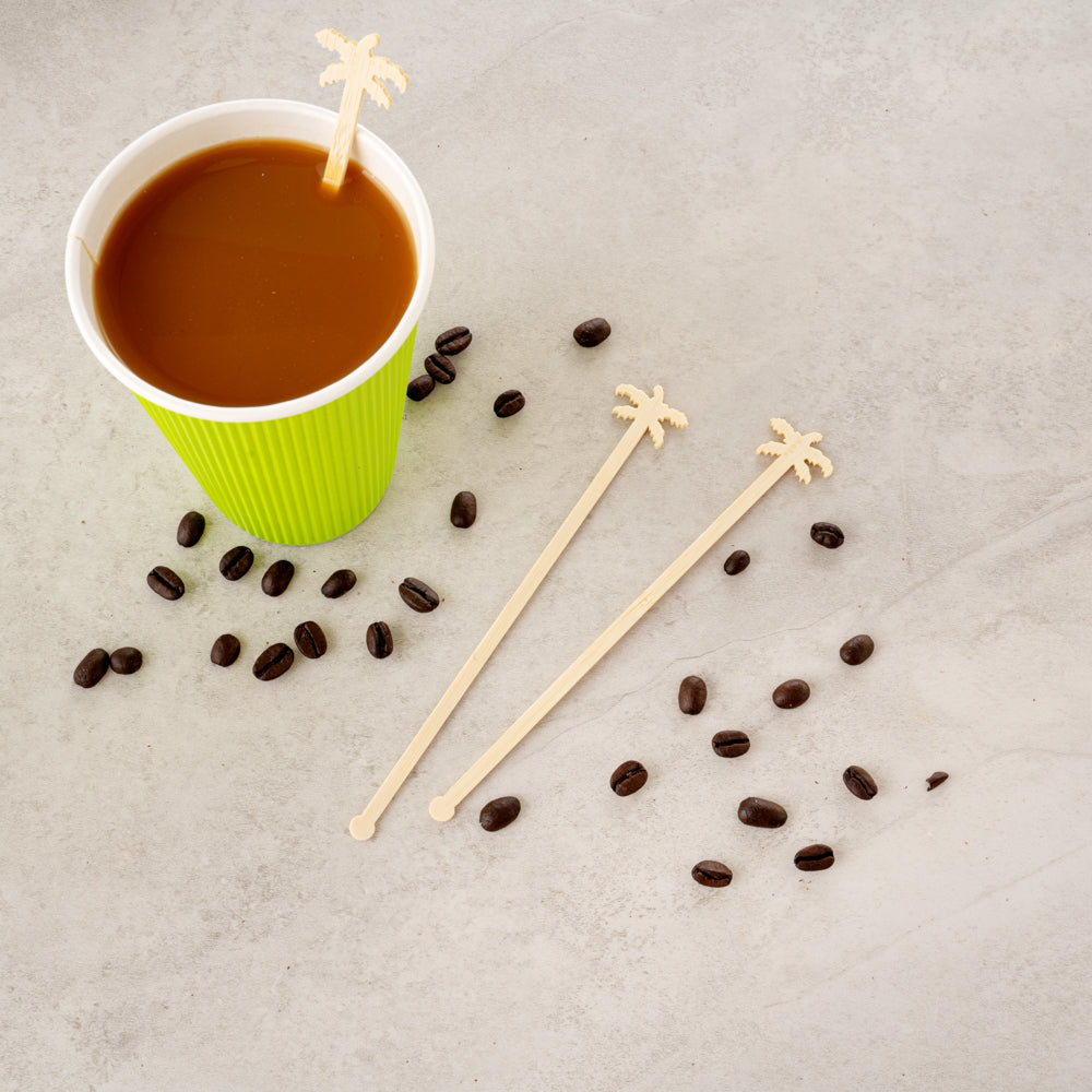 Restpresso Natural Bamboo Palm Tree Stirrer - 7" - 100 count box