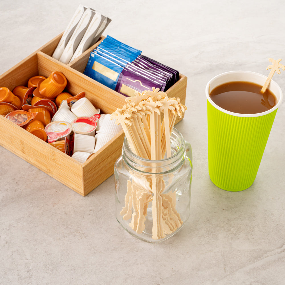Restpresso Natural Bamboo Palm Tree Stirrer - 7" - 100 count box