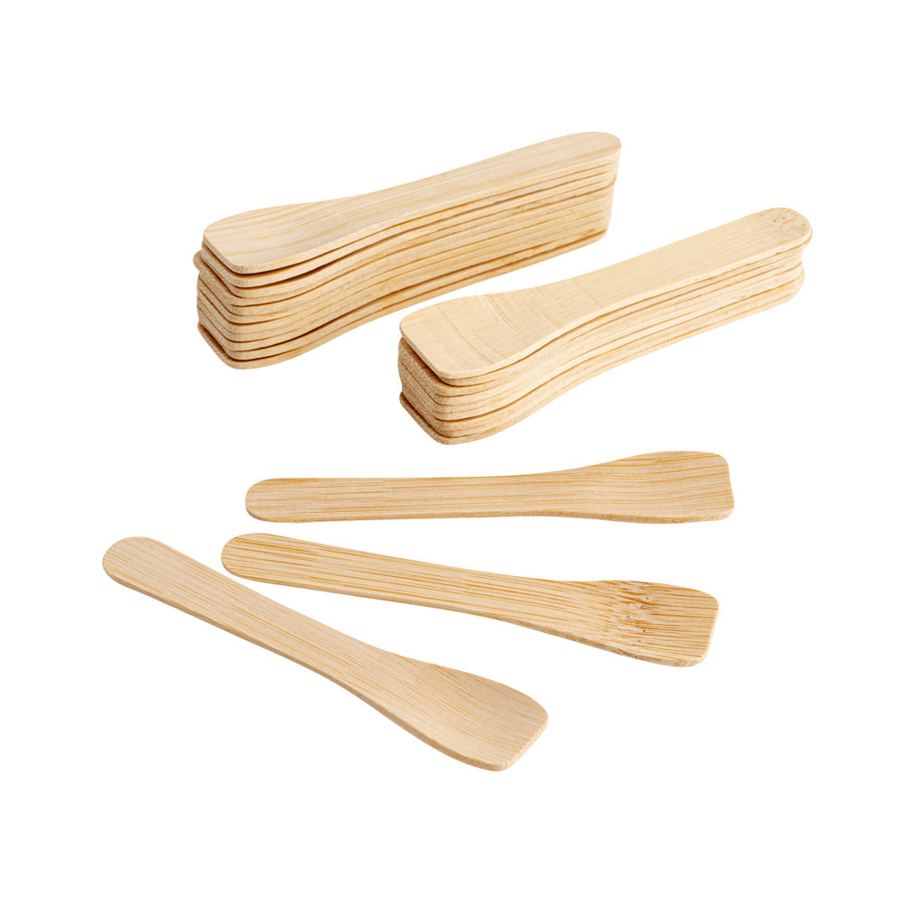 Eco Luxe Rounded Square Natural Bamboo Tasting Spoon - 3 1/2" - 1000 count box