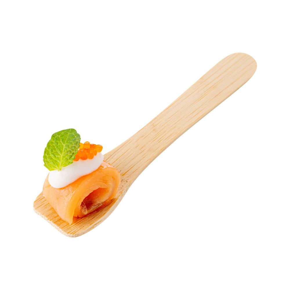 Eco Luxe Rounded Square Natural Bamboo Tasting Spoon - 3 1/2" - 100 count box