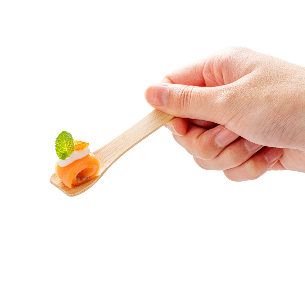 Eco Luxe Rounded Square Natural Bamboo Tasting Spoon - 3 1/2" - 100 count box