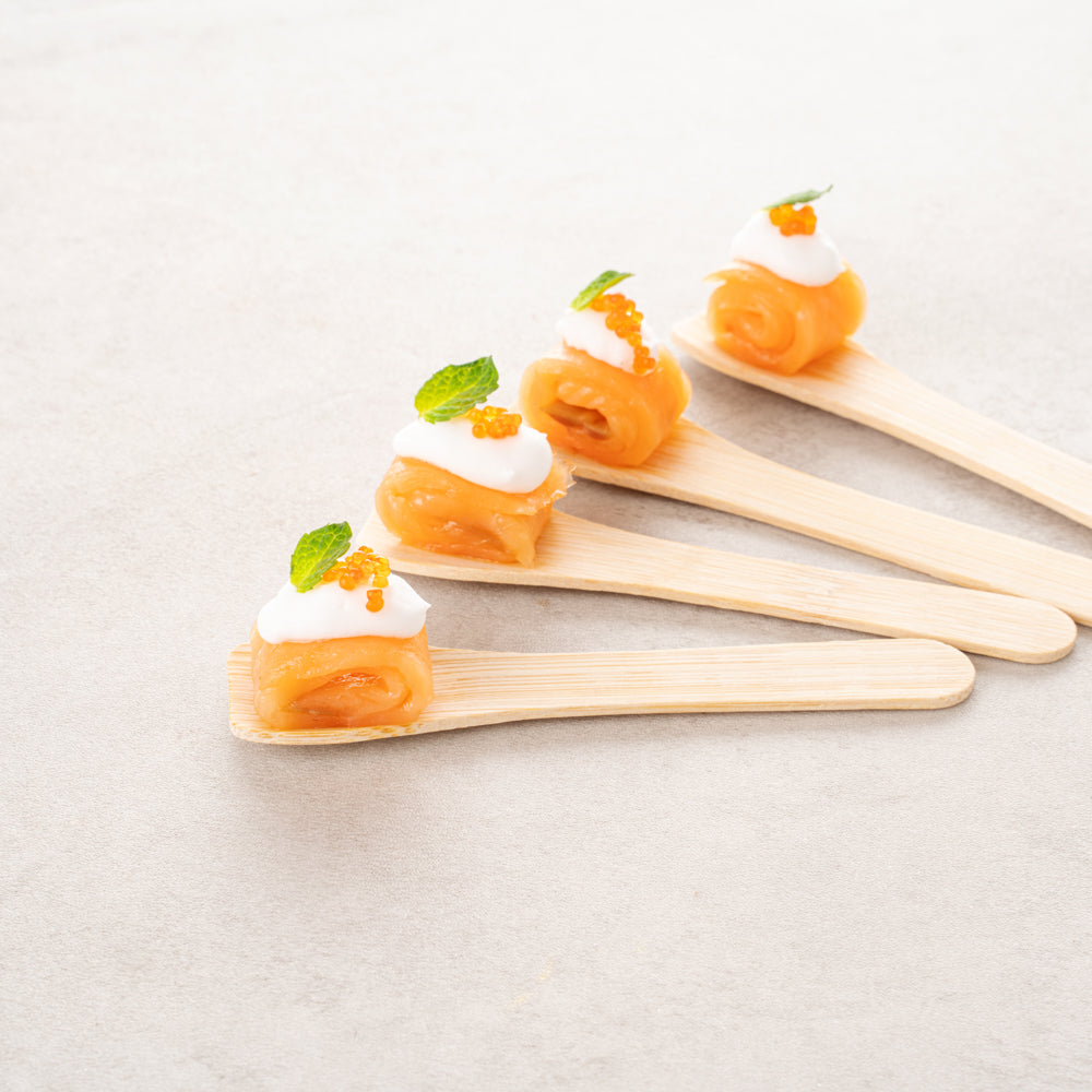 Eco Luxe Rounded Square Natural Bamboo Tasting Spoon - 3 1/2" - 100 count box