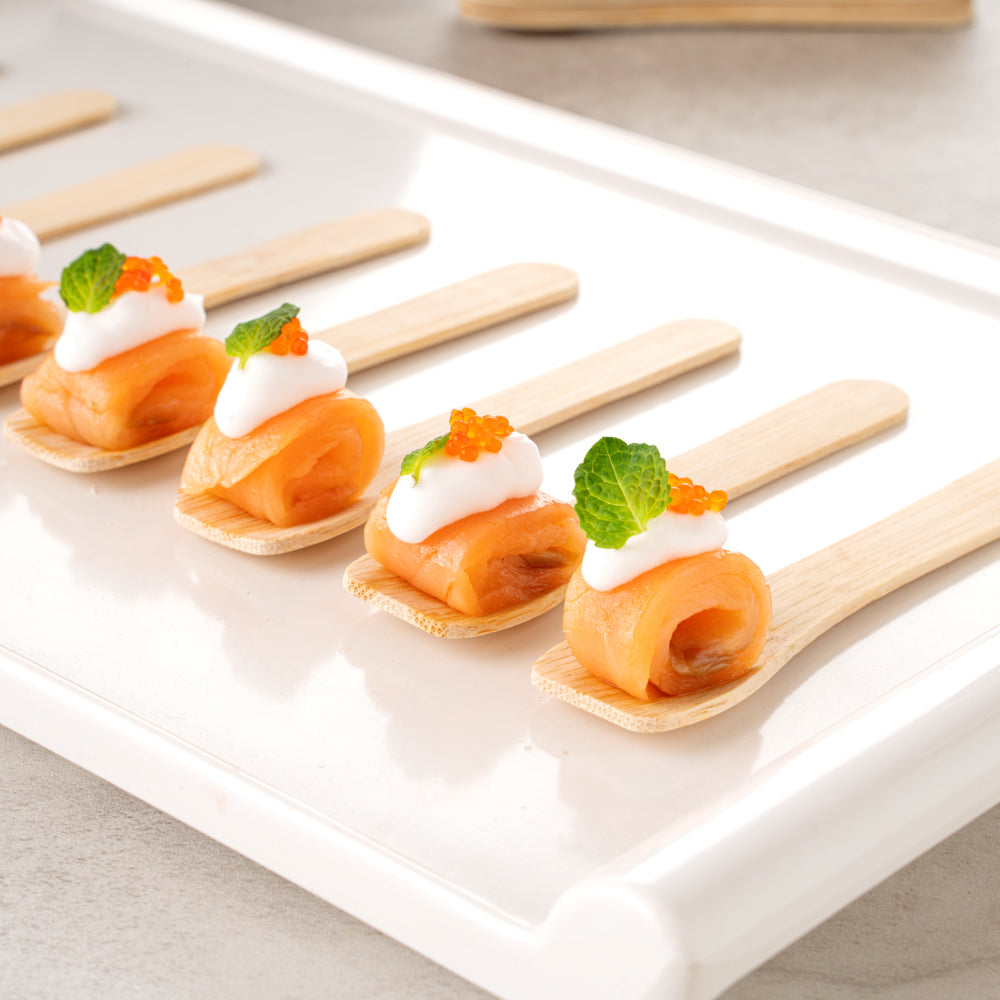 Eco Luxe Rounded Square Natural Bamboo Tasting Spoon - 3 1/2" - 100 count box