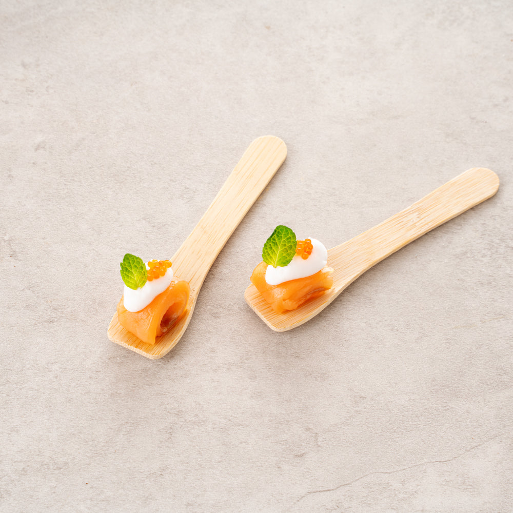 Eco Luxe Rounded Square Natural Bamboo Tasting Spoon - 3 1/2" - 1000 count box
