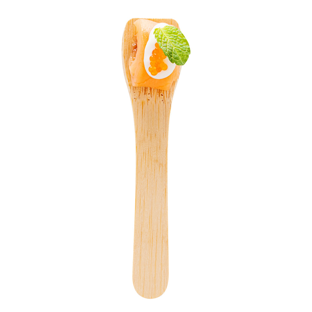 Eco Luxe Rounded Square Natural Bamboo Tasting Spoon - 3 1/2" - 1000 count box