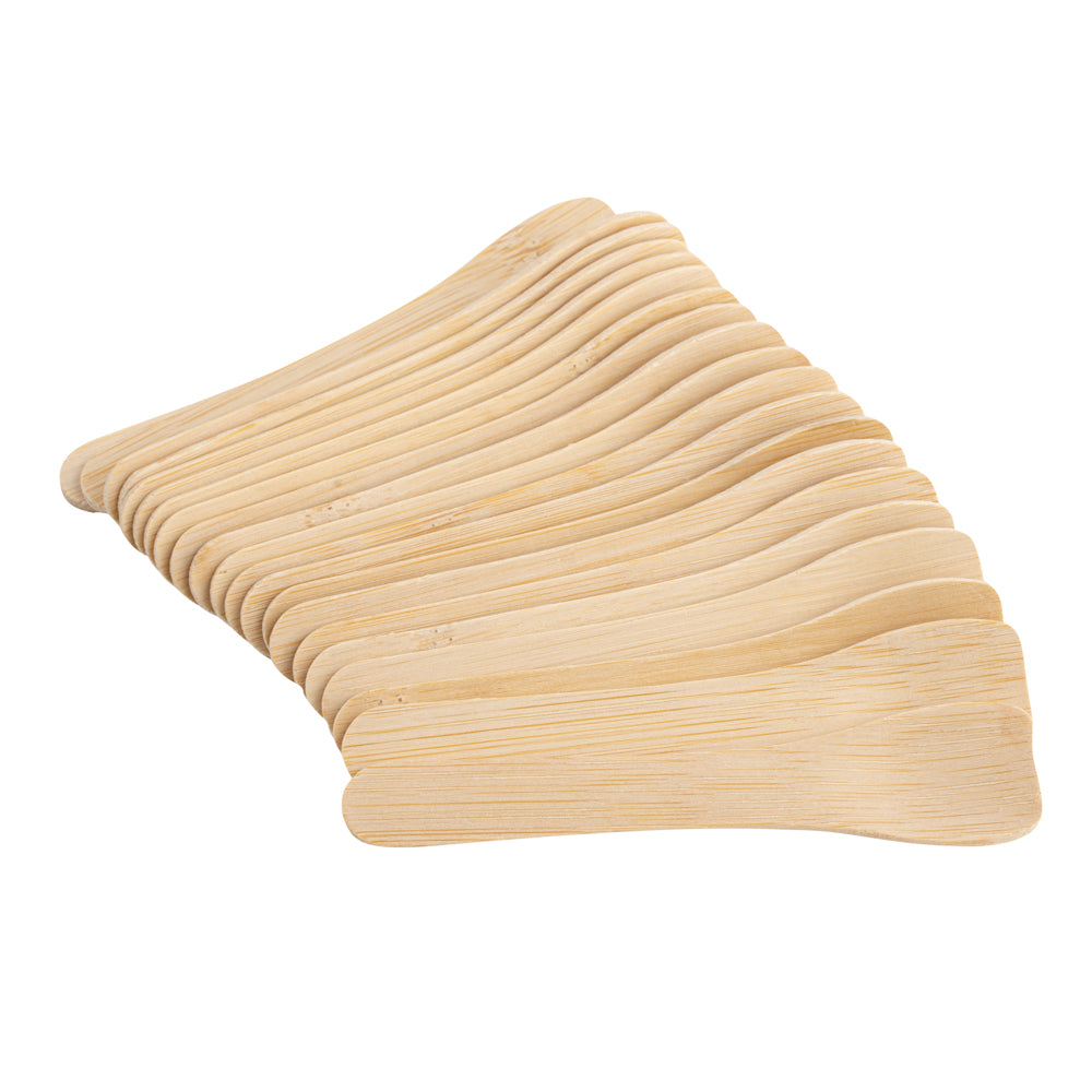 Eco Luxe Rounded Square Natural Bamboo Tasting Spoon - 3 1/2" - 1000 count box