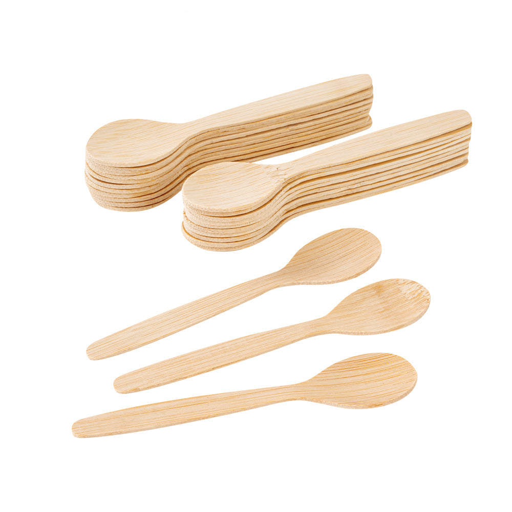Eco Luxe Round Natural Bamboo Tasting Spoon - 4 3/4" - 100 count box