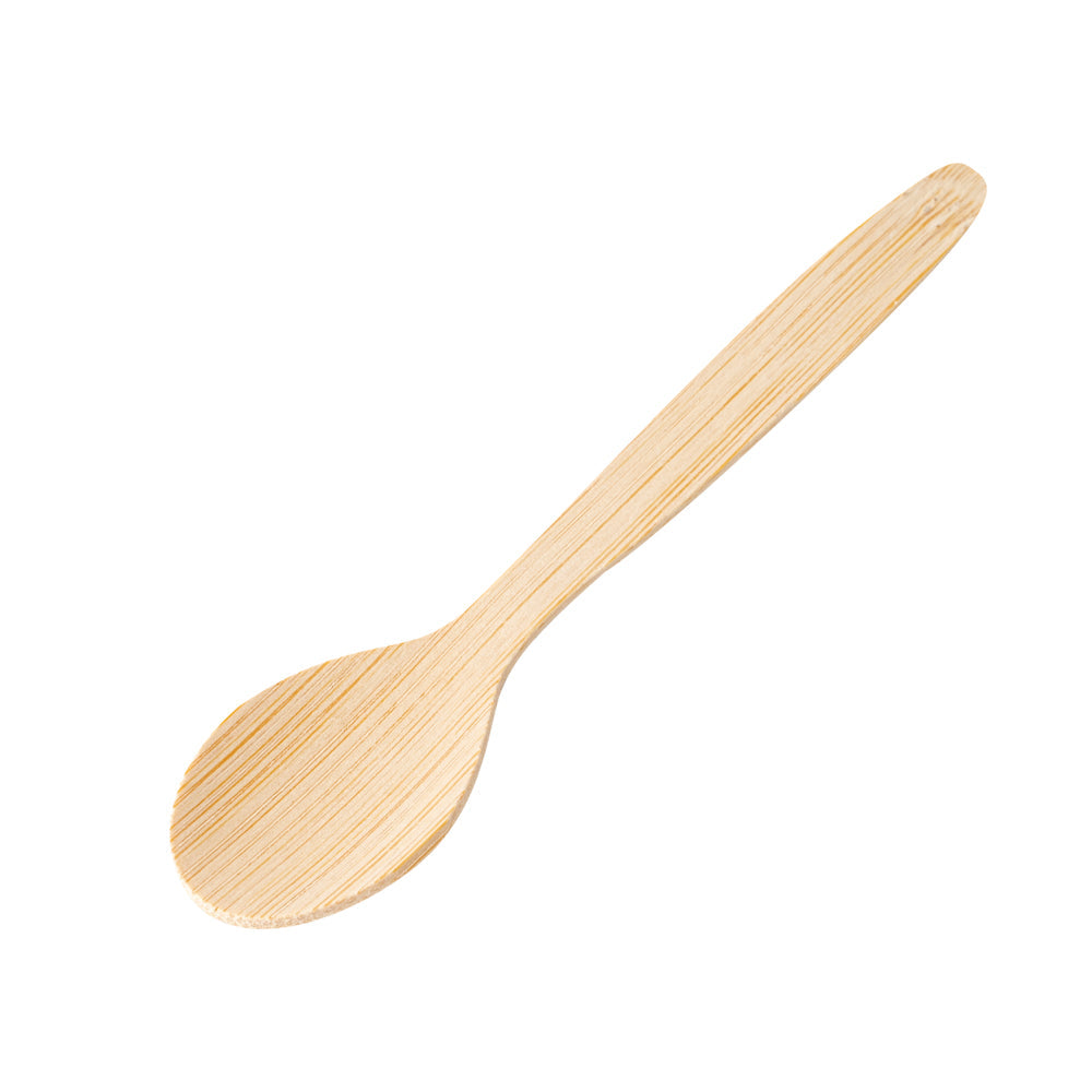 Eco Luxe Round Natural Bamboo Tasting Spoon - 4 3/4" - 100 count box
