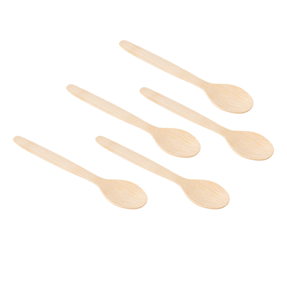 Eco Luxe Round Natural Bamboo Tasting Spoon - 4 3/4" - 100 count box