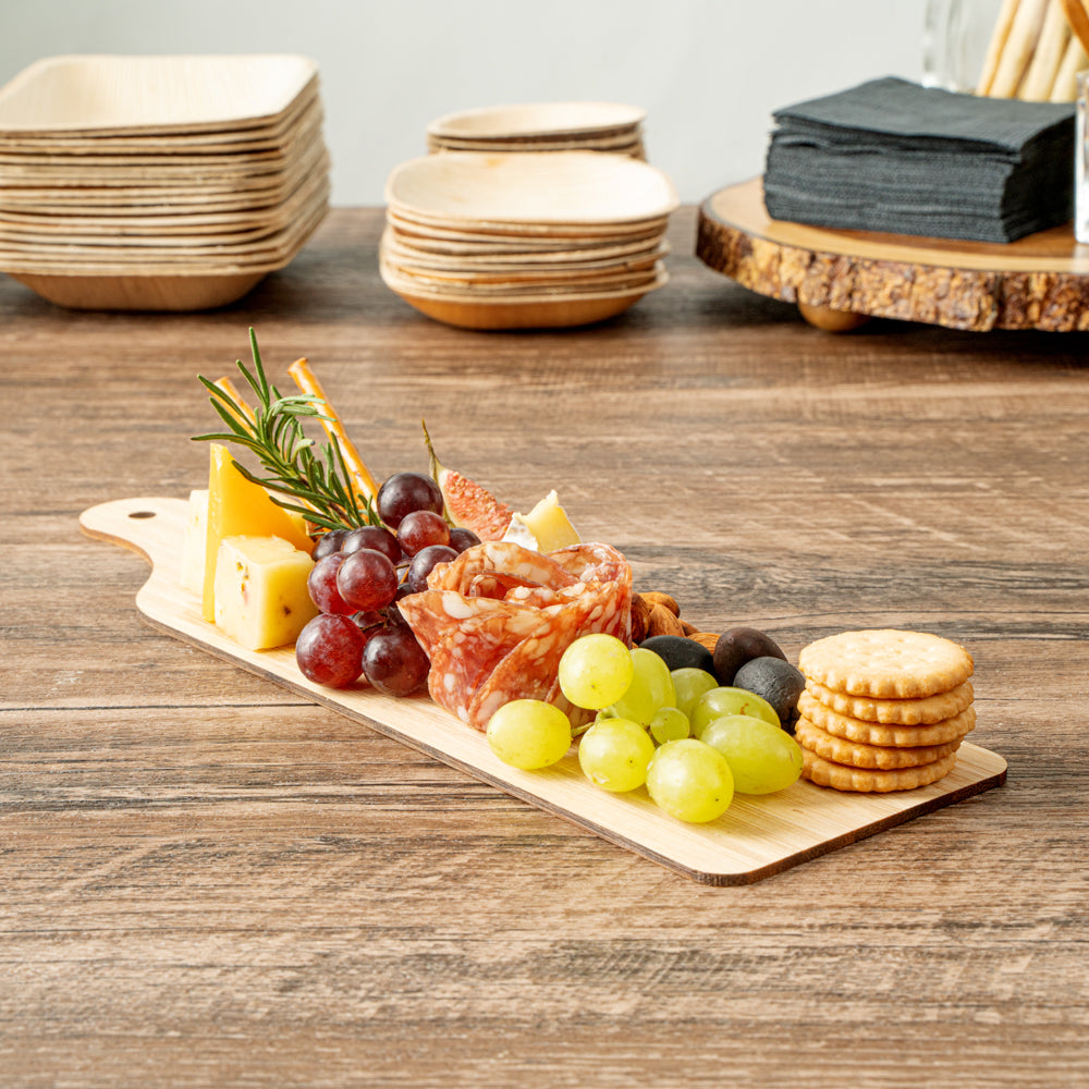 Nature Tek Bamboo Disposable Cheese / Charcuterie Board - 11 3/4" x 3 1/2" - 2 count box