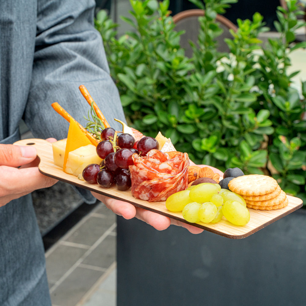 Nature Tek Bamboo Disposable Cheese / Charcuterie Board - 11 3/4" x 3 1/2" - 2 count box