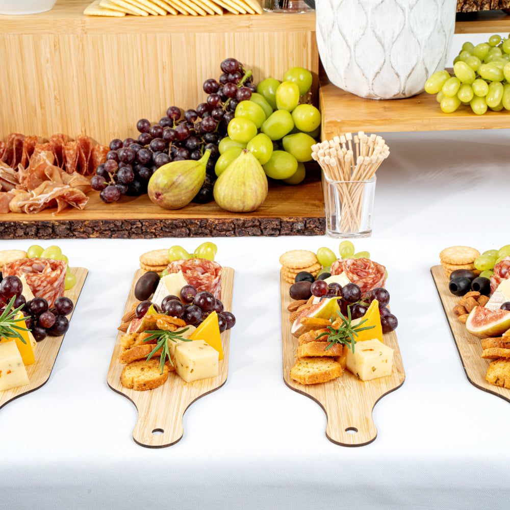 Nature Tek Bamboo Disposable Cheese / Charcuterie Board - 11 3/4" x 3 1/2" - 2 count box