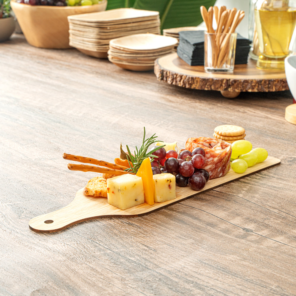 Nature Tek Bamboo Disposable Cheese / Charcuterie Board - 11 3/4" x 3 1/2" - 20 count box